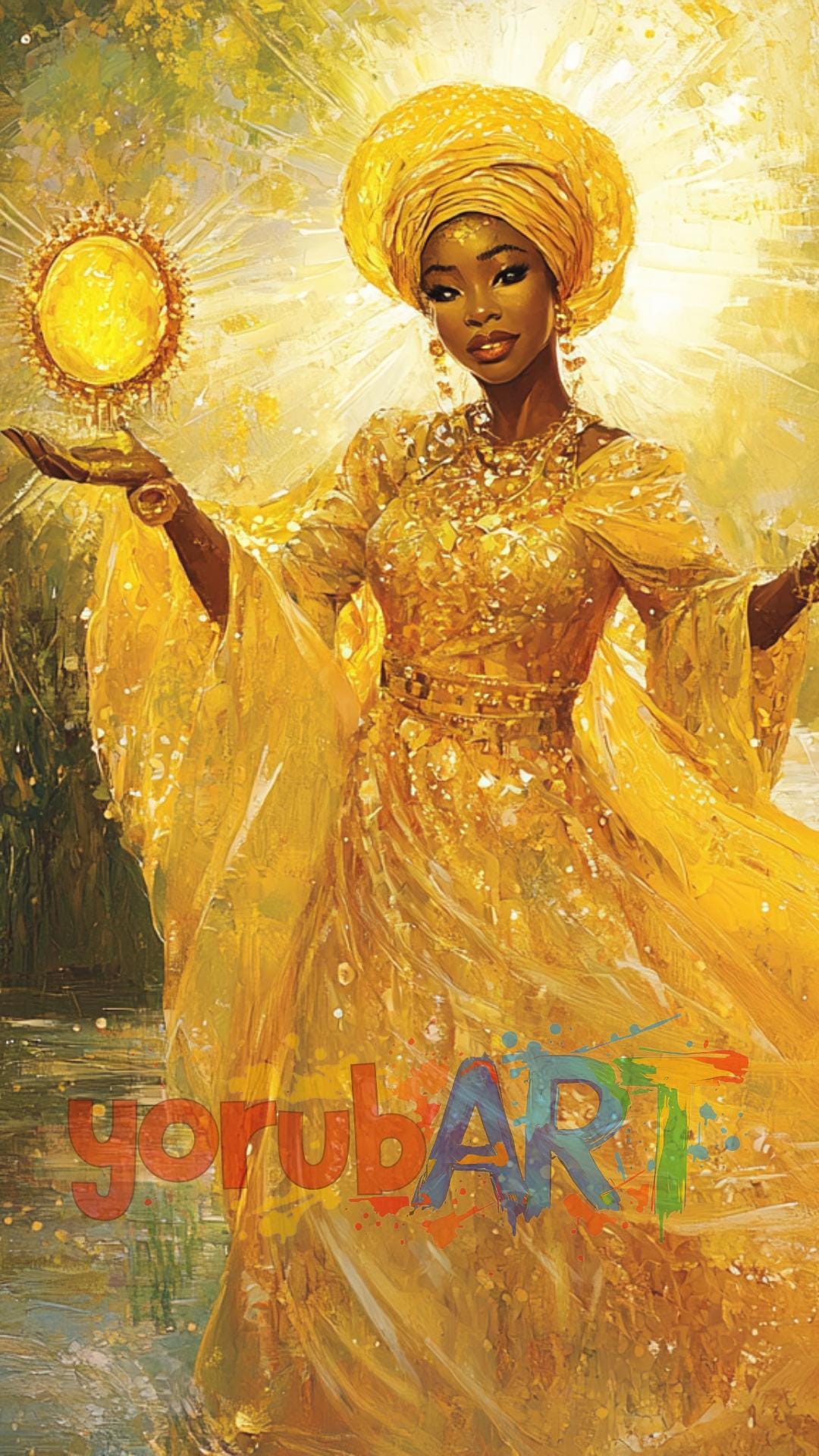 Oshun Goddess Art Print – Yoruba Orisha, Afro Divine Feminine