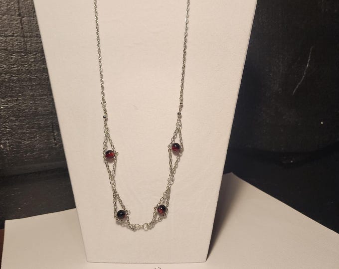 Antique Silver Chain Necklace and Bracelet Set