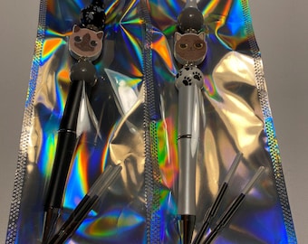Ballpoint Pens with Brown Cat Head Charms