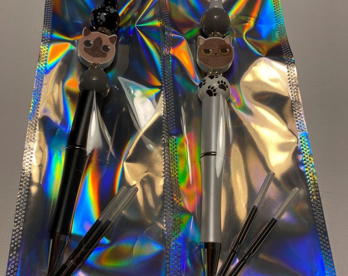 Ballpoint Pens with Brown Cat Head Charms
