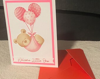 Handmade Blank Greeting Card:  Welcome Little One