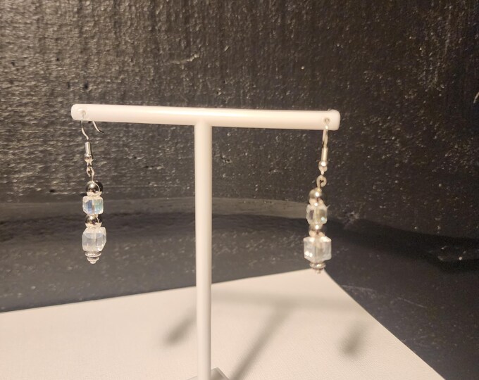 Handmade Clear Cube Earrings