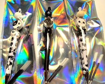 Ballpoint Pens with Cat Head Charms Set