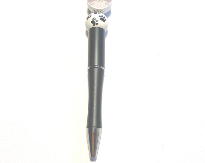 Ballpoint Pens with Grey Cat Head Charm Set