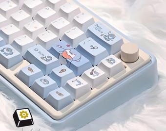 Juego de teclas Ocean Bite Shark: teclado mecánico de 131 teclas con perfil Cherry, impresión PBT por sublimación de tinta