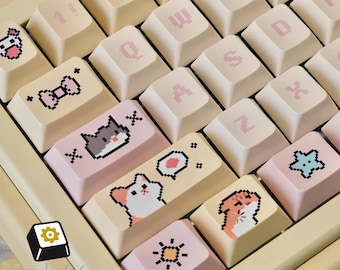 Teclas Pixel Kitten: 132 teclas PBT Cherry Profile Anime Set