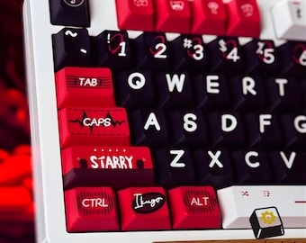 Teclas Rock Pulse: Juego de teclado mecánico PBT de 142 teclas con perfil Cherry y temática musical