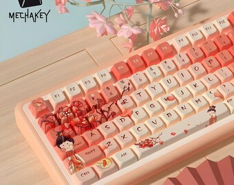 Teclas Empress of Tang: Juego de teclas mecánicas de sublimación de tinta PBT con perfil MDA de 138/158 teclas