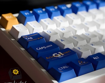 Teclas Azure Sprint Crest de 142 teclas, perfil Cherry PBT, sublimación de tinta, diseño ISO/ANSI, 1,5 mm de grosor, para teclado mecánico.