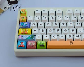 Juego de teclas Human Verse: 129 teclas PBT con impresión por sublimación de tinta, perfil Cherry para teclado mecánico