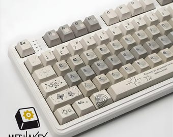 Teclas Moon Ink: Juego de teclas para teclado mecánico de 143 teclas con perfil Cherry, impresión PBT por sublimación de tinta