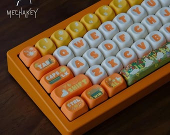 Teclas Blossom Duck: Juego de teclas mecánicas PBT de sublimación de tinta con perfil MOA de 130 teclas