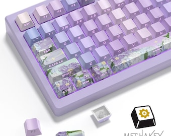 Juego de teclas Violet Nova: 130 teclas PBT Cherry Profile Double Shot
