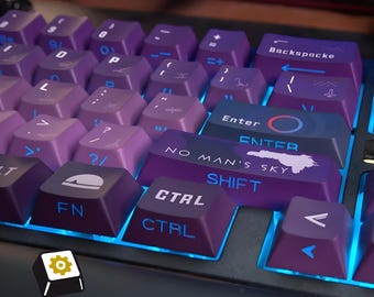Teclas No Man Sky: Juego de teclado mecánico de 125 teclas con sublimación de tinta y luz lateral PBT con perfil Cherry
