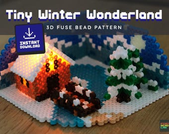 Patrón de cuentas fusibles | 3D Tiny Winter Wonderland - Descarga digital en PDF (EE. UU. y A4)