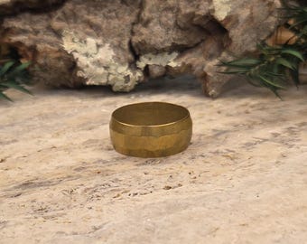 Rustic Artisan Brass Ring Size 13.5