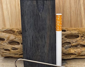 Midnight Blue Stained Wood Dugout Stash Box with Pick and One Hitter