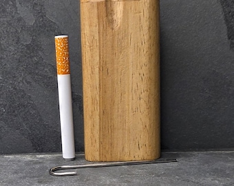 Wood Dugout Stash Box with Pick and One Hitter - Cherry Stained