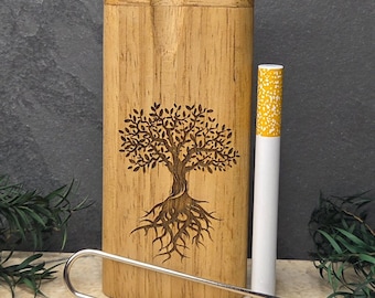 Wood Dugout Stash Box with Pick and One Hitter - Tree
