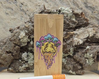 Psychedelic Mushrooms Smiley Face Etched Wood Dugout with Hitter Blonde