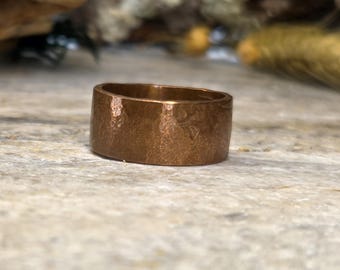 Rustic Artisan Hammered Texture Ring - Copper - Size 7