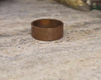 Rustic Artisan Hammered Texture Ring - Copper - Size 8.5