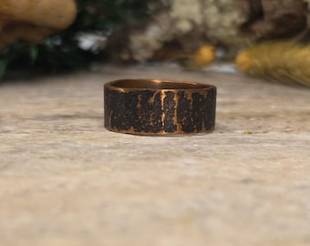 Rustic Artisan Hammered Texture Ring - Copper - Size 9