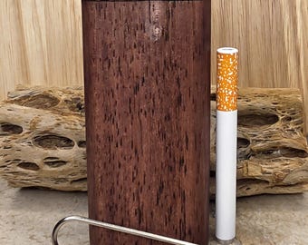 Black Cherry Stained Wood Dugout Stash Box with Pick and One Hitter