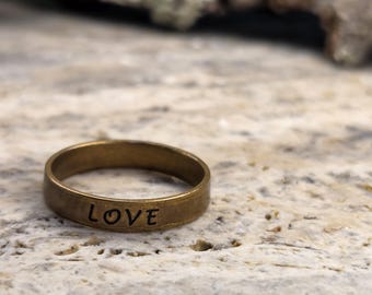 Artisan Brass Affirmation Ring - LOVE - Size 7