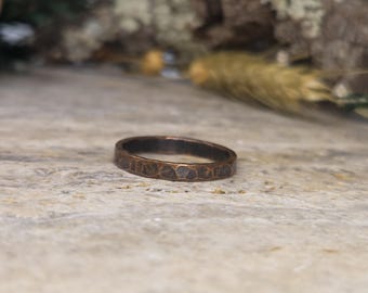 Rustic Artisan Hammered Texture Ring - Copper - Size 8
