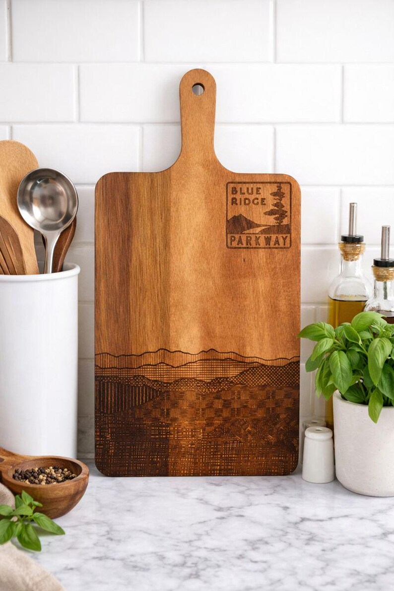 Laser Engraved Acacia Wood Decorative Blue Ridge Mountains Inspired ...
