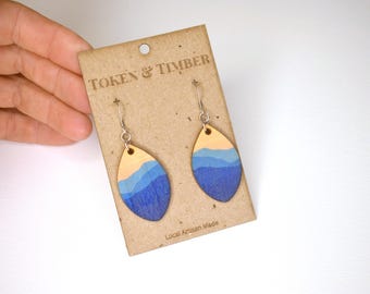 Blue Ridge Mountains Inspired Wood Earrings