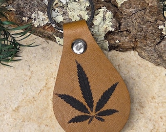 Laser Engraved PU Leather Keychain - Herb