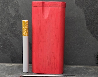 Wood Dugout Stash Box with Pick and One Hitter - Neon Pink