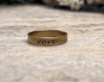 Artisan Brass Affirmation Ring - HOPE - Size 7