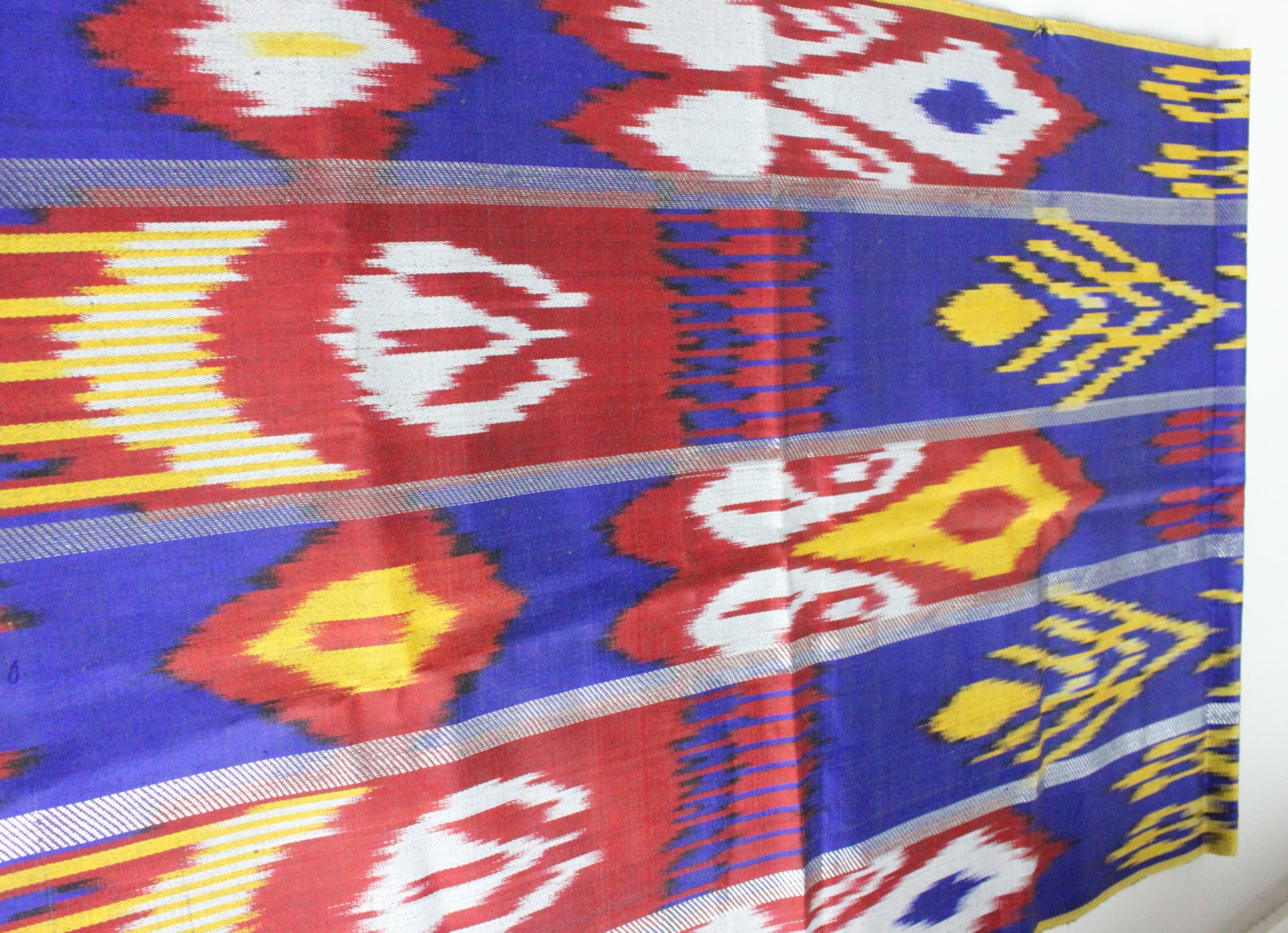 Uzbek indigo silk ikat fabric by meter Etsy