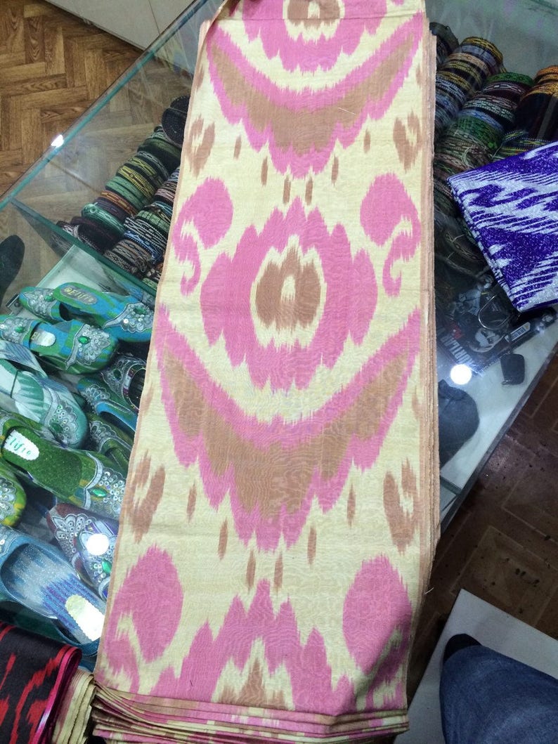 SF021 Uzbek handwoven silk ikat fabric by meter