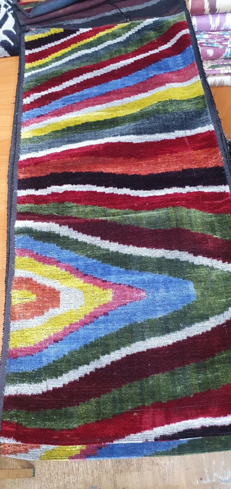 Sewing & Fiber Craft Supplies & Tools Uzbek silk velvet Bakhmal Uzbek silk velvet ikat fabric by