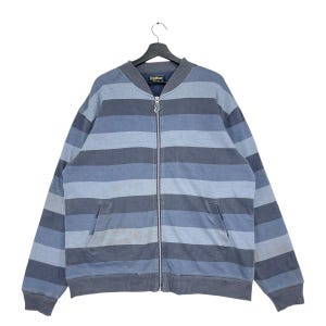 Vintage OshKosh Bomber Jacket Zipper Striped Linen Fleece Cotton Jacket Size Large