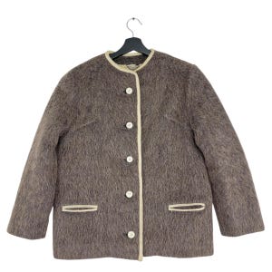 Vintage 80’s Sno Lovd Mohair Jacket Button Italian Designer Women Faux Fur Jacket Size Medium Made In Italy