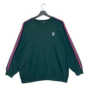 Vintage Playboy Sweatshirt Embroidered Logo Striped Pullover Jumper Sweatshirt Size Medium
