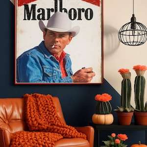 Vintage Marlboro Cowboy Poster | Retro Western Wall Art | Tobacco Advertising Print | 18x24” High-Resolution Digital Download