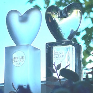 Holmegaard Denmark | Hearts & Roses Series | Vintage Glass Candle Holders (2003) | Designed by Anja Kjær