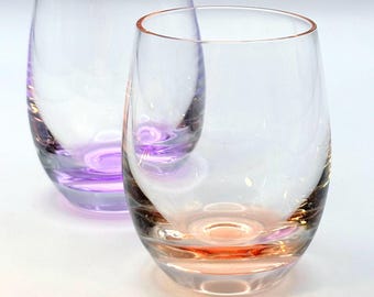 Vasos miniatura de cristal estilo bohemio de Moser / Vasos europeos hechos a mano