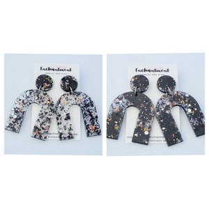 Maya Earrings: Black Night, Resin Glitter Earrings