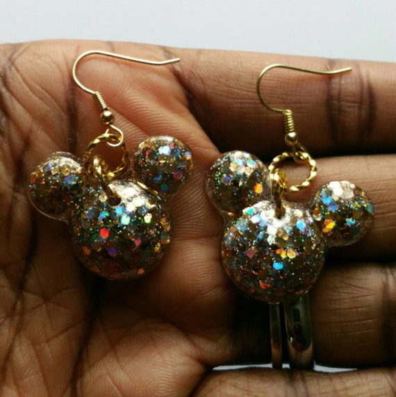 charcoal holographic glitter - secret Santa gifts for her Mickey Mouse glitter earrings stocking stuffer teacher gift