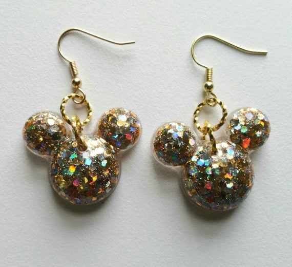 charcoal holographic glitter - secret Santa gifts for her Mickey Mouse glitter earrings stocking stuffer teacher gift