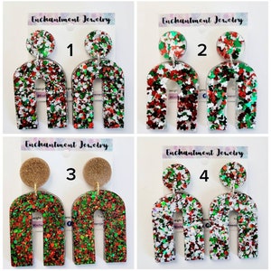 Maya Earrings: Holiday Edition, Resin Glitter Earrings, Dangle Earrings