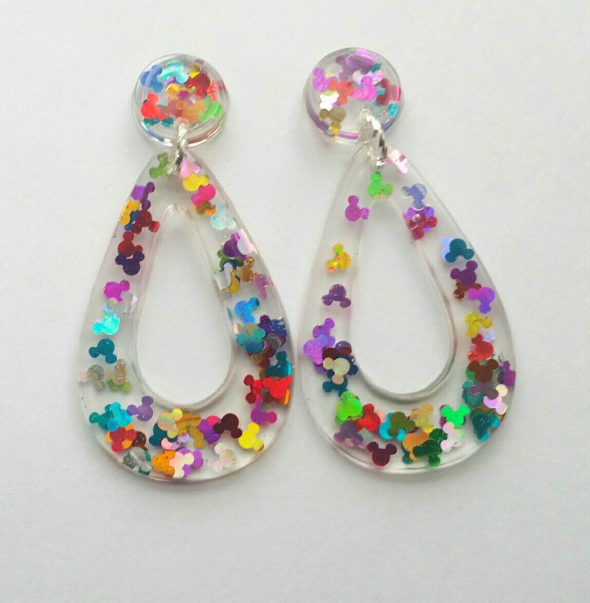Medium Glitter Resin Mouse Earrings
