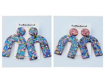 Maya Earrings: Rosie Blue, Resin Glitter Earrings